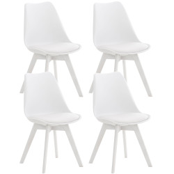 Lot de 4 chaises en plastique Linares, blanc/blanc