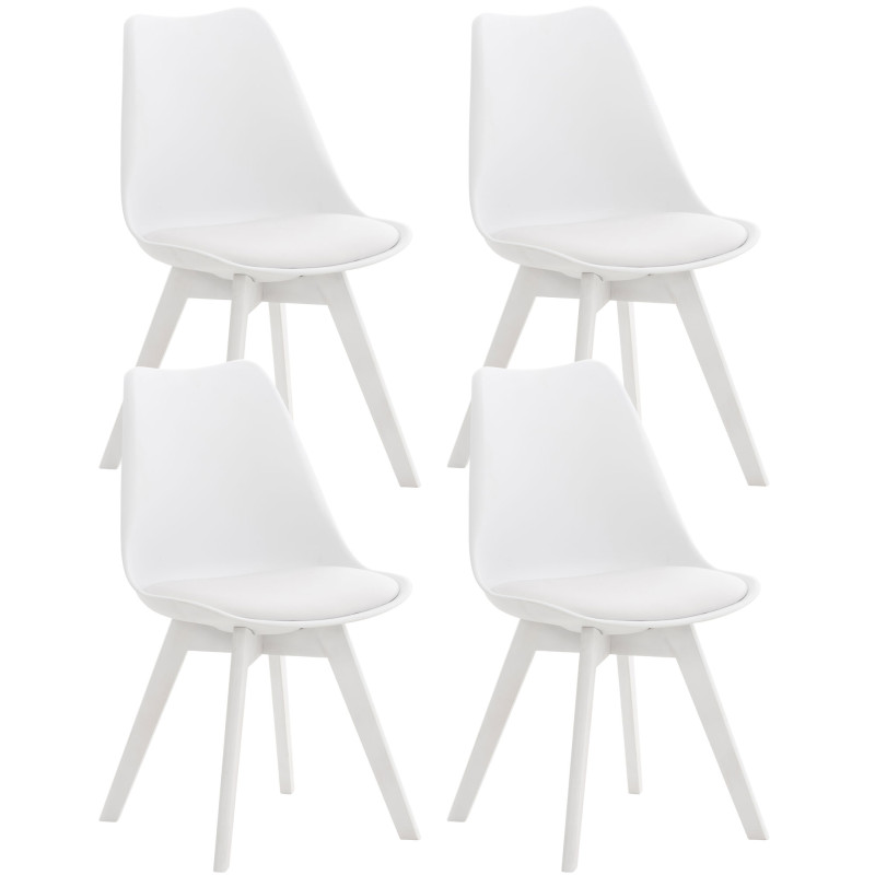 Ensemble de 4 chaises Linares en plastique blanc/blanc