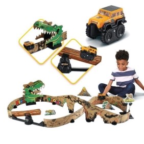 Circuit de course en carton - VTECH - CAR-BOARD RACERS - DINO ADVENTURE - 5 ans + - Marron