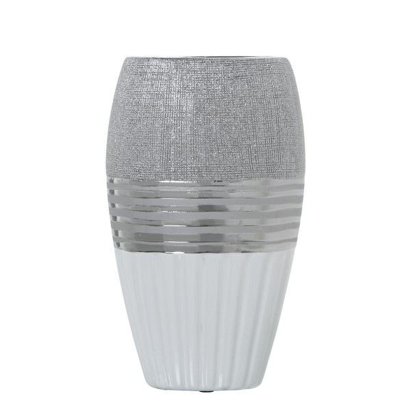 Vase Alexandra House Living Blanc Argenté Céramique 14 x 9 x 24 cm