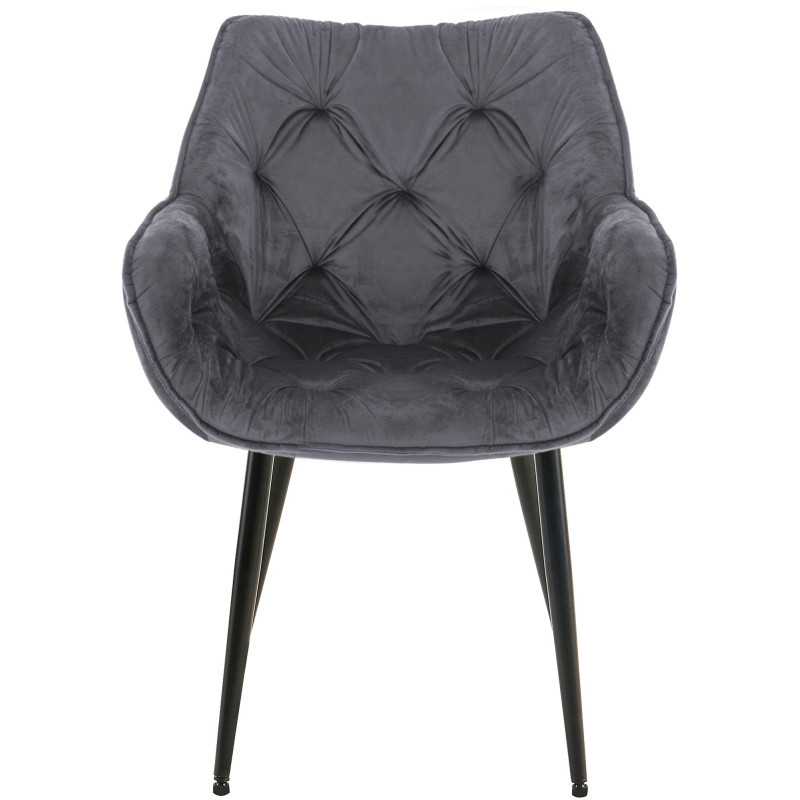 Chaise en velours Tanna gris foncé