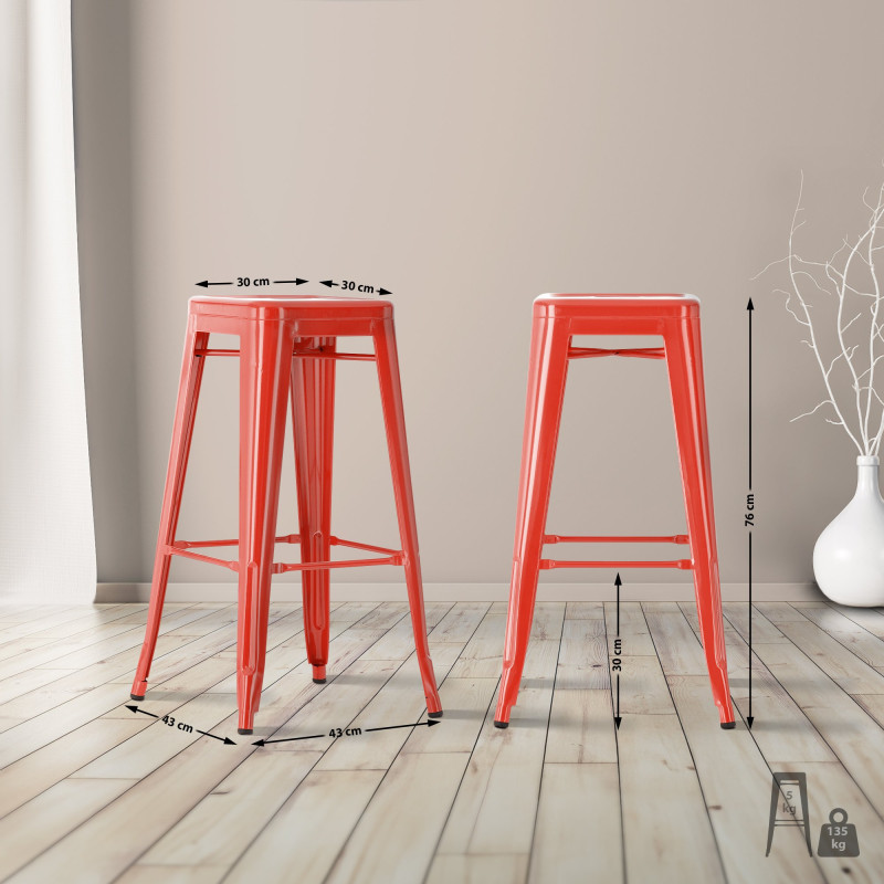 Lot de 2 tabourets de bar Joshua rouge