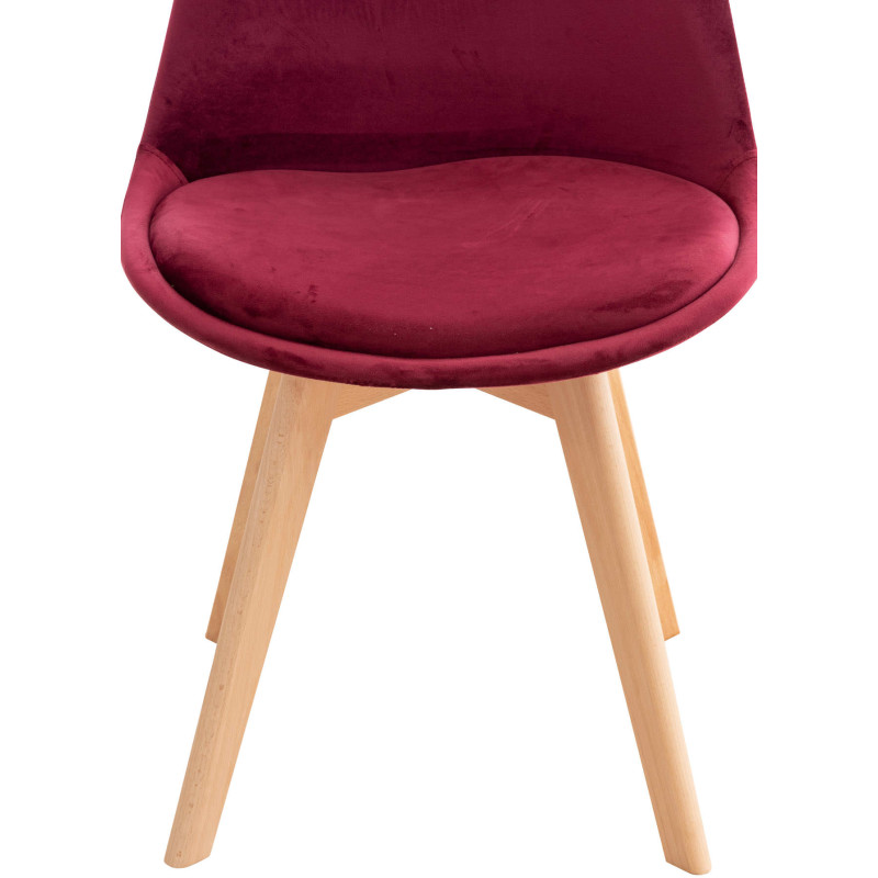 Lot de 4 chaises en velours Linares bordeaux