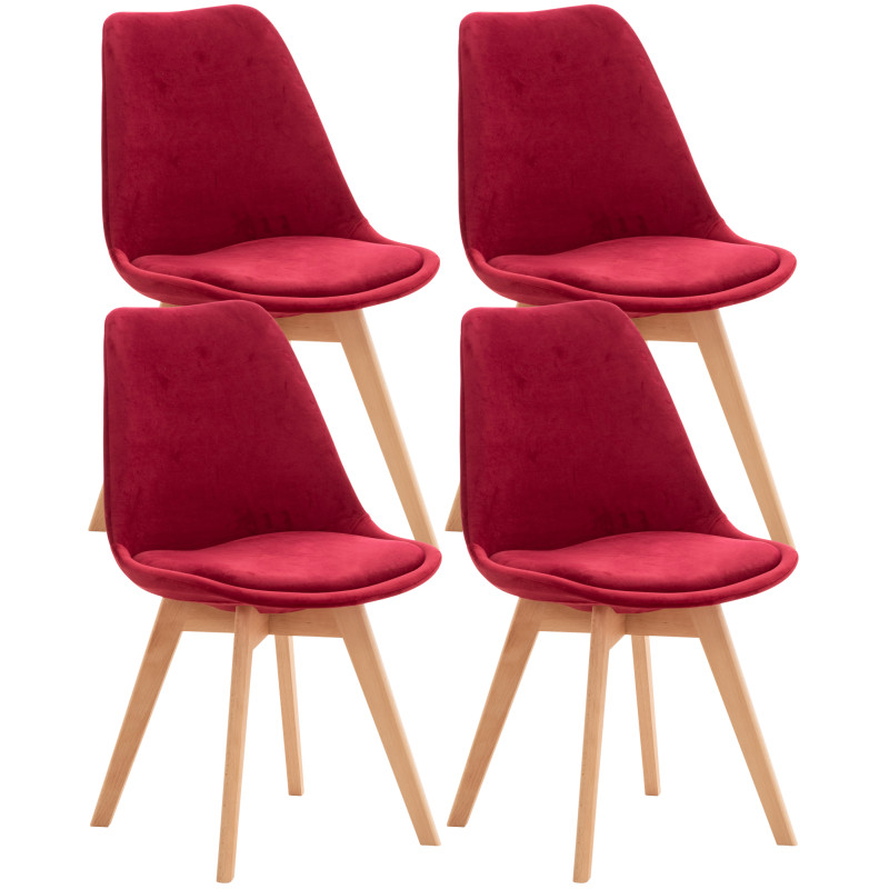 Ensemble de 4 chaises Linares en velours rouge