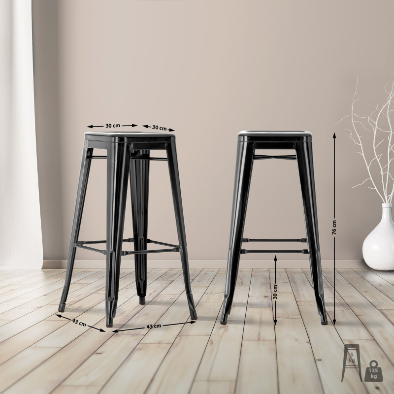Lot de 2 tabourets de bar Joshua noir