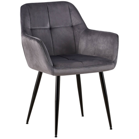 Fauteuil visiteur Emia, velours gris