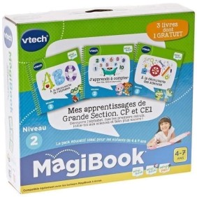 Livre Interactif Magibook - VTECH - Mes Apprentissages de Grande Section, CP et CE1 - Pack de 3 livres