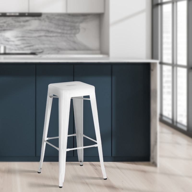 Lot de 2 tabourets de bar Joshua blanc