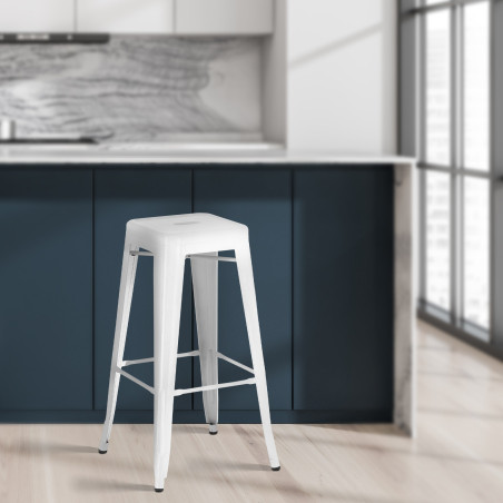 Lot de 2 tabourets de bar Joshua blanc