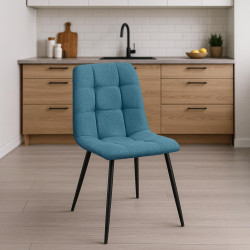 Chaise de salle à manger Tilde en tissu bleu