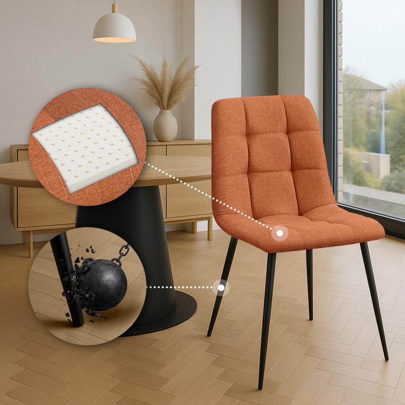 Chaise de salle à manger Tilde en tissu orange
