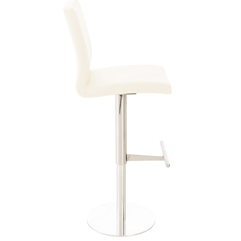 Tabouret de bar Cadiz, similicuir, acier inoxydable crème