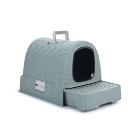 CURVER Bac a litiere pour chats - Bleu gris - Pour chat - 51 x 38,5 x 39,5 cm