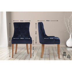 Ensemble de 4 chaises de salle à manger Aberdeen en velours bleu clair antique
