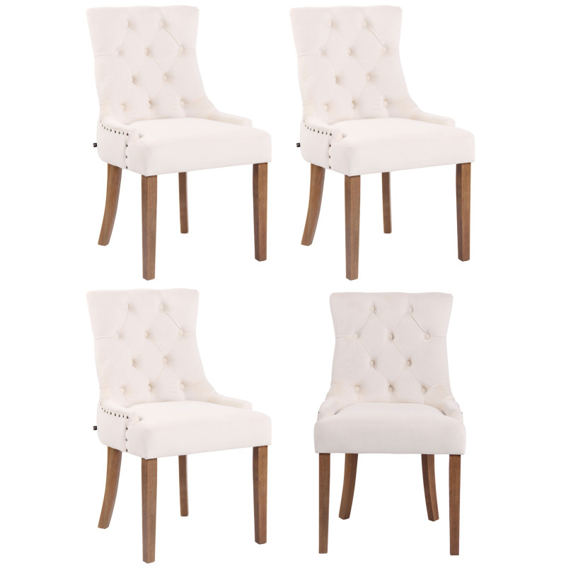 Ensemble de 4 chaises de salle à manger Aberdeen en velours crème clair antique