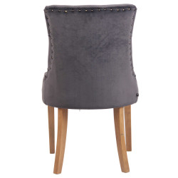 Ensemble de 4 chaises de salle à manger en velours Aberdeen gris clair foncé antique