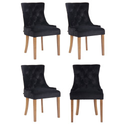 Ensemble de 4 chaises de salle à manger Aberdeen en velours noir clair antique