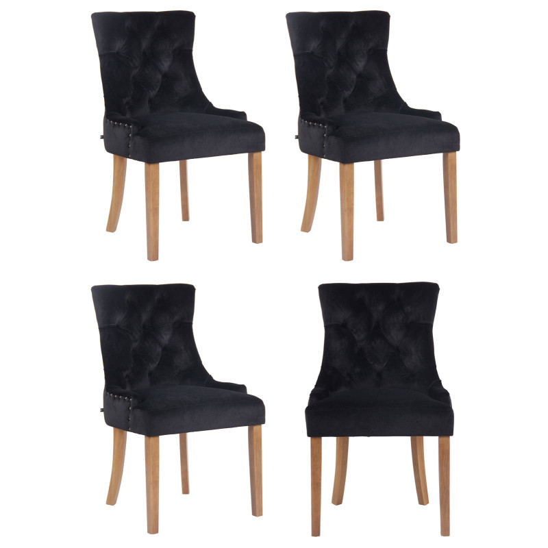 Ensemble de 4 chaises de salle à manger Aberdeen en velours noir clair antique