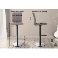 Tabouret de bar Cadiz en tissu gris