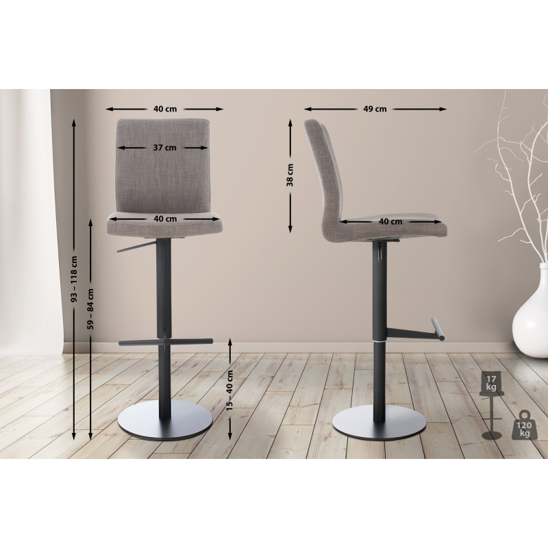 Tabouret de bar Cadiz en tissu gris