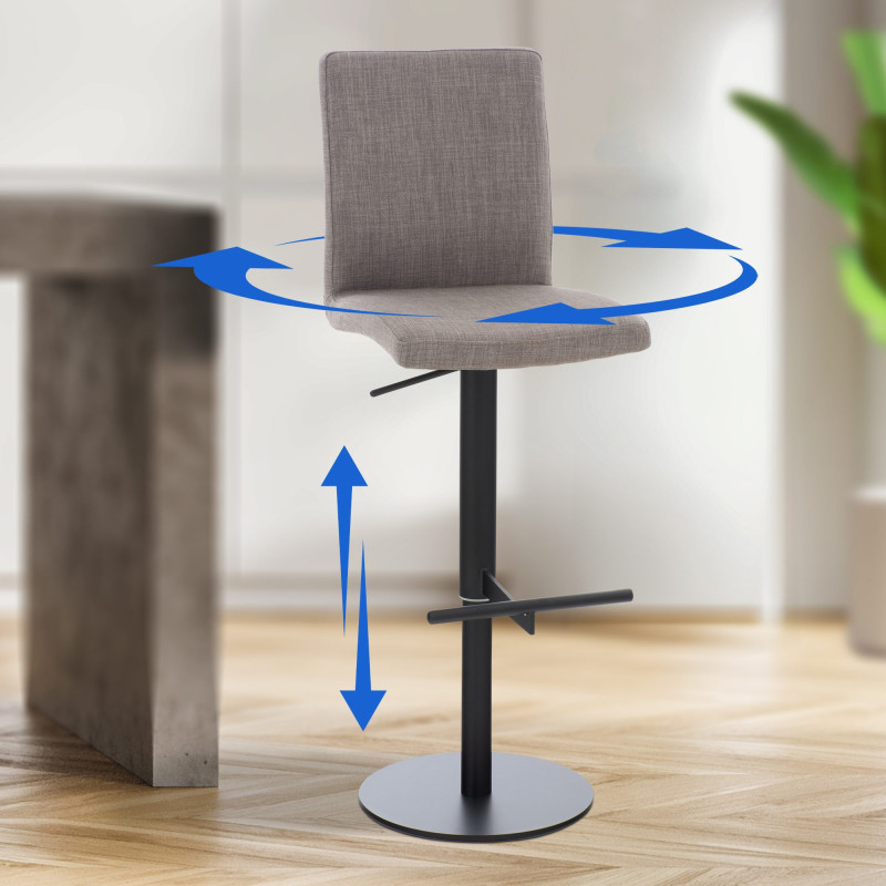 Tabouret de bar Cadiz en tissu gris