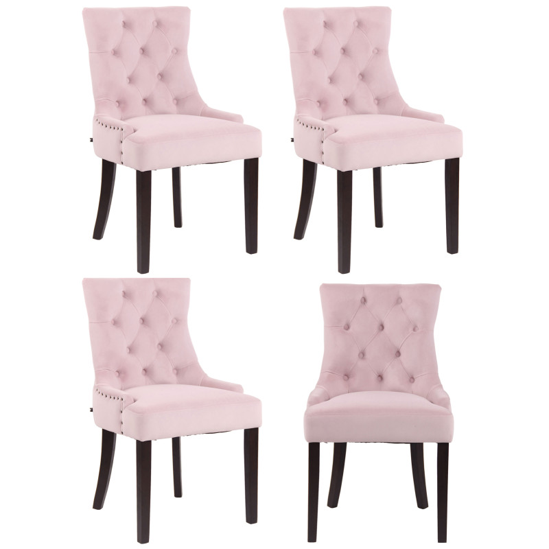 Lot de 4 chaises de salle à manger Aberdeen en velours rose antique