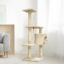 PALOMA Arbre a chat beige 40 x 40 x 114cm -  3 plateformes, 1 corde, 1 niche , poteaux a griffer