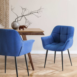 Chaise de salle à manger Roseville en tissu bleu