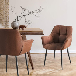 Chaise de salle à manger Roseville en tissu marron