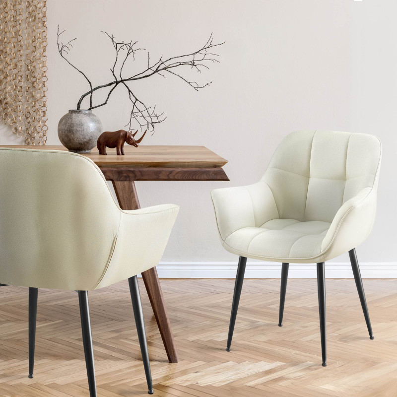 Chaise de salle à manger Roseville en tissu crème