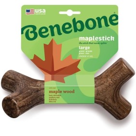 Benebone Jouet  b‚ton a m‚cher  pour chien adulte, Taille L, saveur bacon et bois d'Èrable , durable et rÈsistant