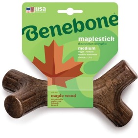 Benebone  Jouet  b‚ton  a m‚cher pour chien adulte, Taille M, saveur bacon et bois d'Èrable , durable et rÈsistant