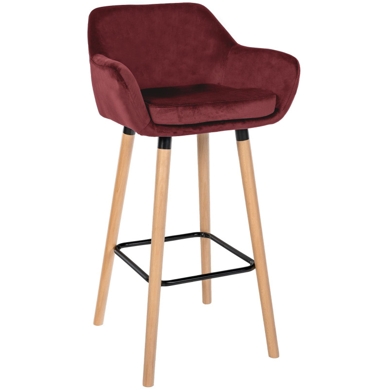 Tabouret de bar Grant en velours rouge