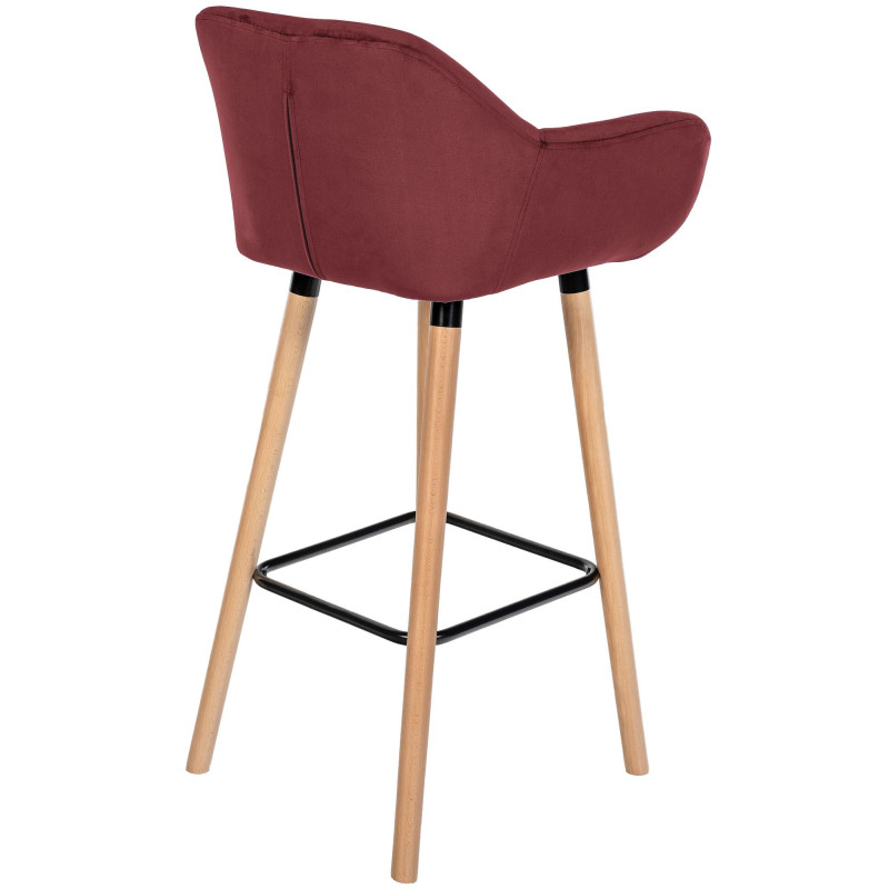 Tabouret de bar Grant en velours rouge