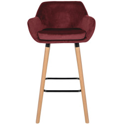 Tabouret de bar Grant en velours rouge