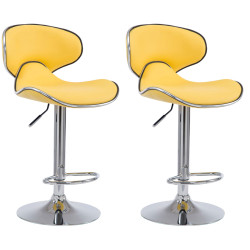 Lot de 2 tabourets de bar Las Vegas V2 en similicuir jaune chromé