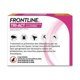 FRONTLINE Tri-Act Chiens S - 5 a 10 kg - 6 Pipettes - puces, tiques, moustiques, phlÈbotomes et mouches piqueuses