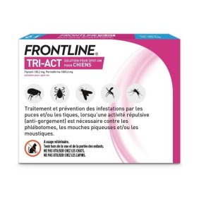 FRONTLINE Tri-Act Chiens M - 10 a 20 kg - 6 Pipettes - puces, tiques, moustiques, phlÈbotomes et mouches piqueuses