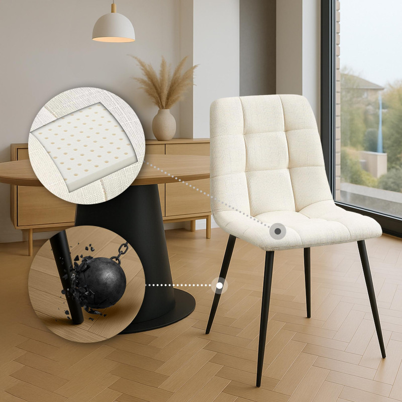 Ensemble de 2 chaises de salle à manger Tilde, tissu crème