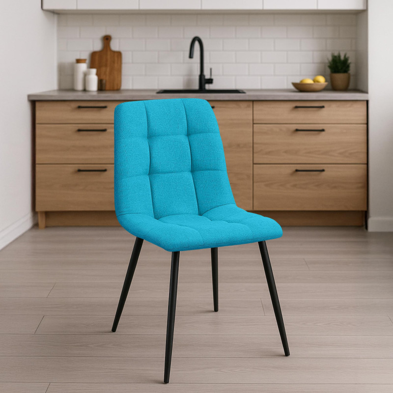 Ensemble de 2 chaises de salle à manger Tilde, tissu turquoise