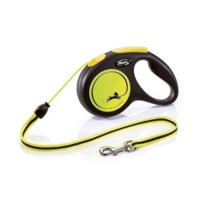 Laisse enrouleur sangle - KERBL - New Neon M - Noir et jaune - 5 m - Pour chien