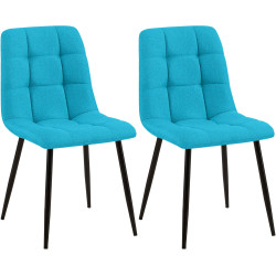 Lot de 2 chaises de salle à manger Tilde en tissu turquoise