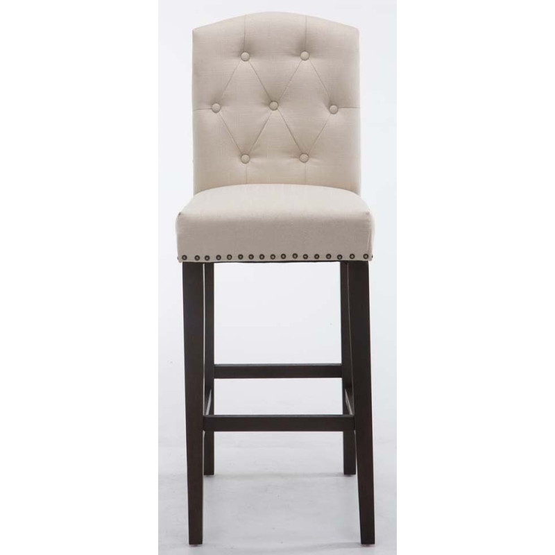 Lot de 2 tabourets de bar Louise en tissu antique crème
