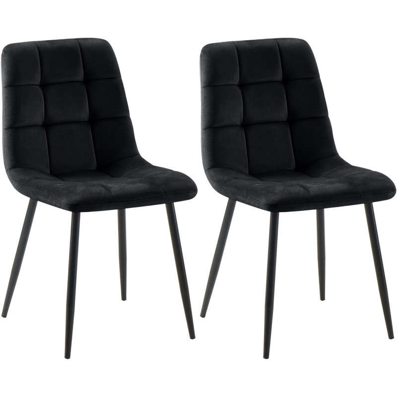 Lot de 2 chaises de salle à manger Tilde en velours noir