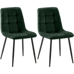 Lot de 2 chaises de salle à manger Tilde en velours vert