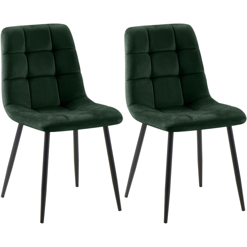 Lot de 2 chaises de salle à manger Tilde en velours vert