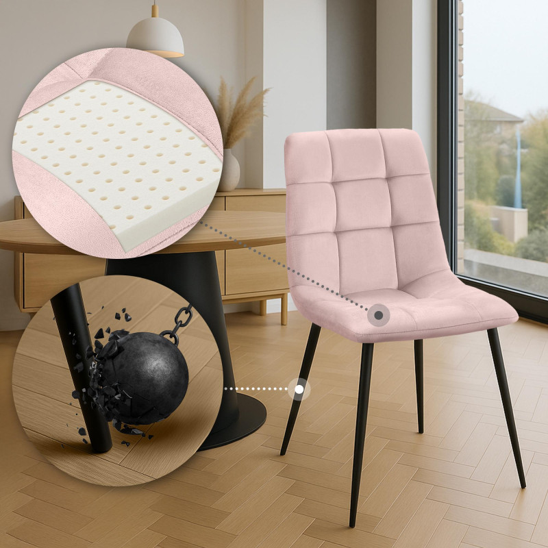 Ensemble de 2 chaises de salle à manger Tilde en velours rose