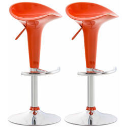 Ensemble de 2 tabourets de bar Saddle orange