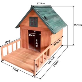 Niche en sapin LAIKA - 96x150x110cm - Pour chien - Bois