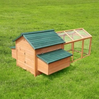 Poulailler en bois sapin 6 a 8 poules L233 x 151 x 96.5 cm